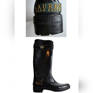 Lauren Ralph Lauren Rossalyn II High Rain Boots Size 6 Black *BH